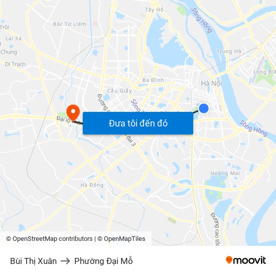 Bùi Thị Xuân to Phường Đại Mỗ map