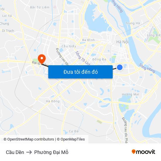 Cầu Dền to Phường Đại Mỗ map