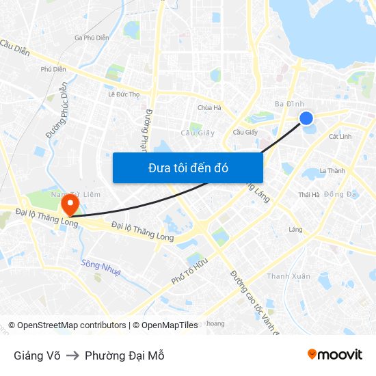 Giảng Võ to Phường Đại Mỗ map