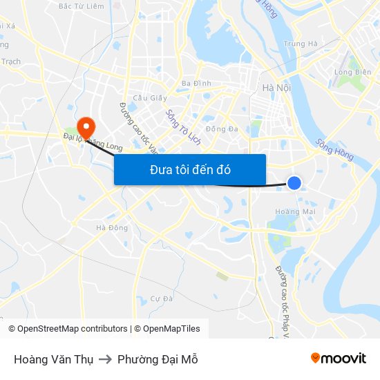 Hoàng Văn Thụ to Phường Đại Mỗ map