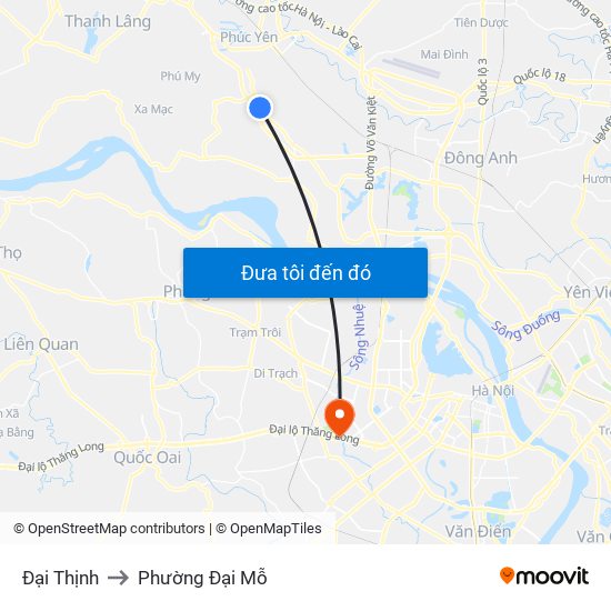 Đại Thịnh to Phường Đại Mỗ map