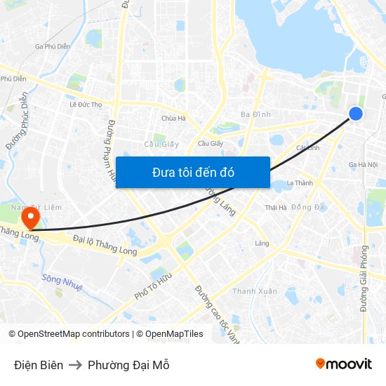 Điện Biên to Phường Đại Mỗ map