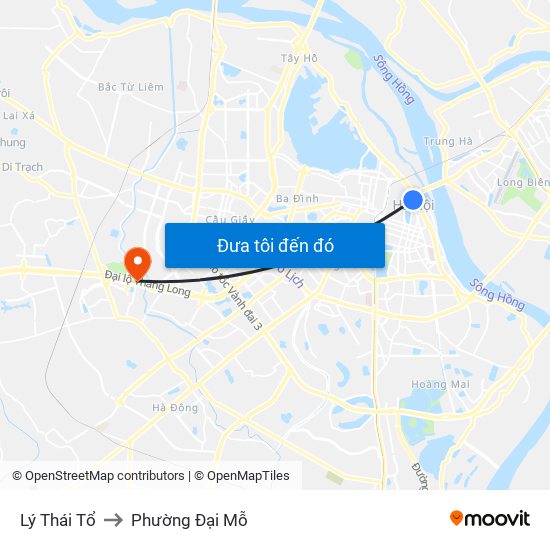 Lý Thái Tổ to Phường Đại Mỗ map