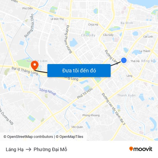 Láng Hạ to Phường Đại Mỗ map