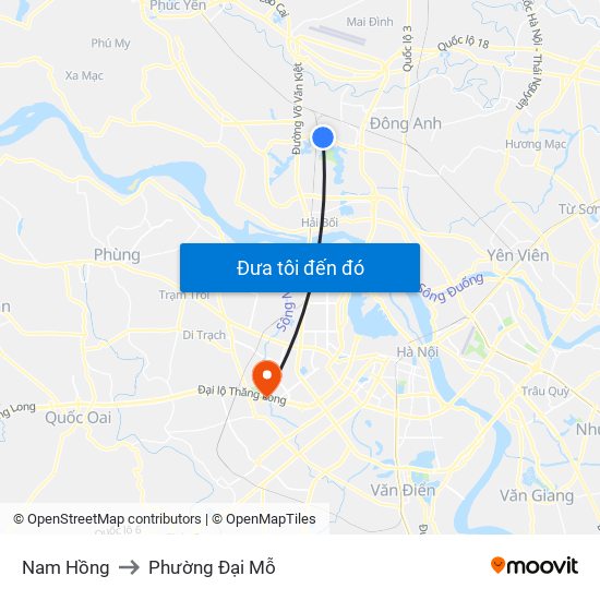 Nam Hồng to Phường Đại Mỗ map