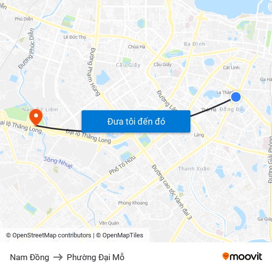 Nam Đồng to Phường Đại Mỗ map
