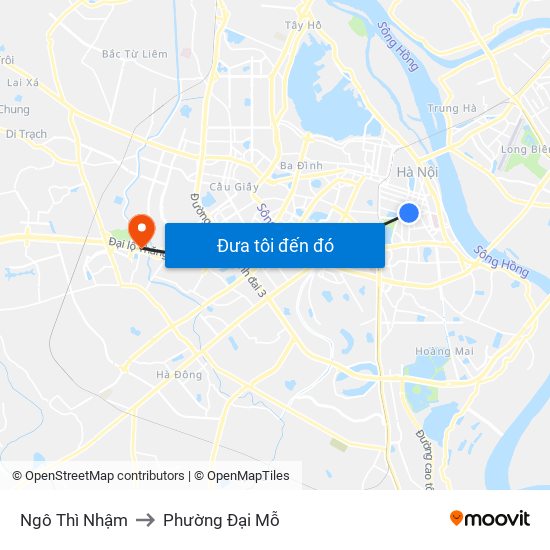 Ngô Thì Nhậm to Phường Đại Mỗ map