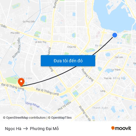 Ngọc Hà to Phường Đại Mỗ map