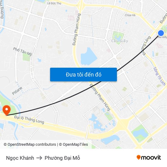 Ngọc Khánh to Phường Đại Mỗ map