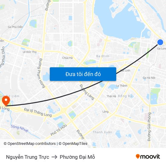 Nguyễn Trung Trực to Phường Đại Mỗ map