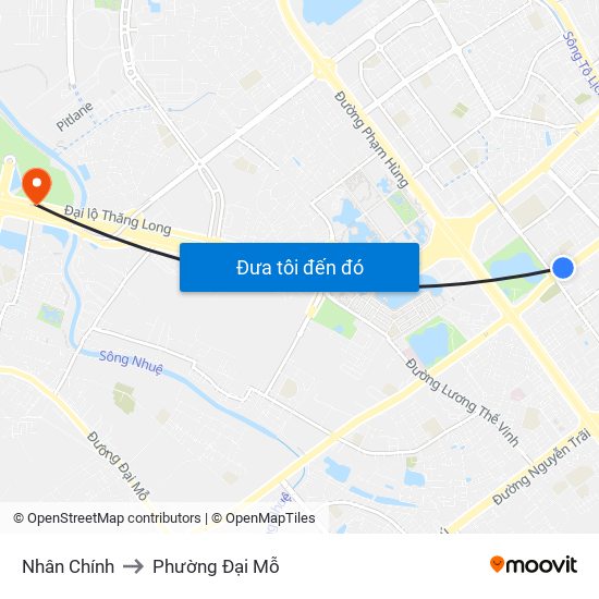Nhân Chính to Phường Đại Mỗ map