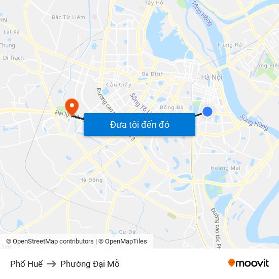 Phố Huế to Phường Đại Mỗ map