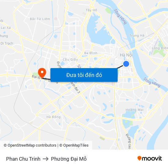 Phan Chu Trinh to Phường Đại Mỗ map