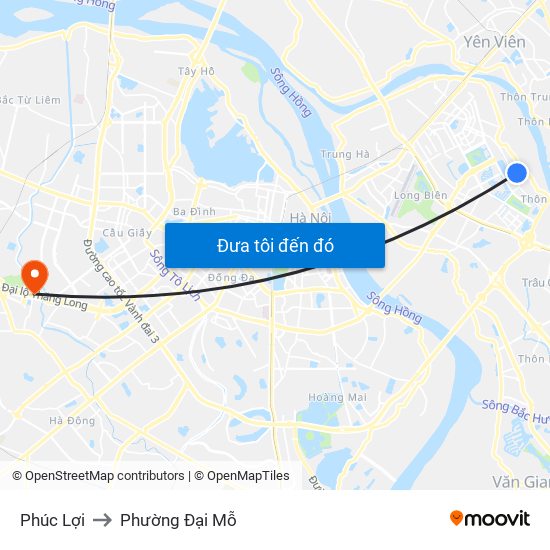 Phúc Lợi to Phường Đại Mỗ map