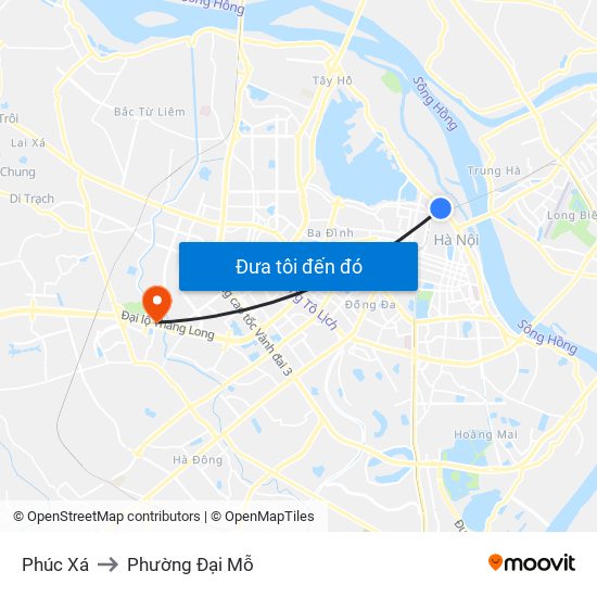 Phúc Xá to Phường Đại Mỗ map