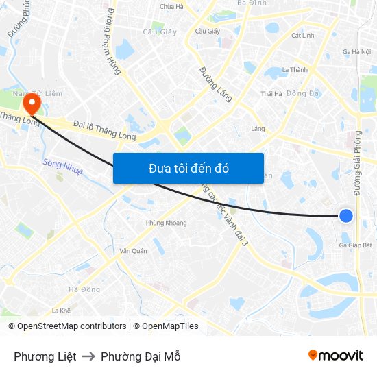 Phương Liệt to Phường Đại Mỗ map