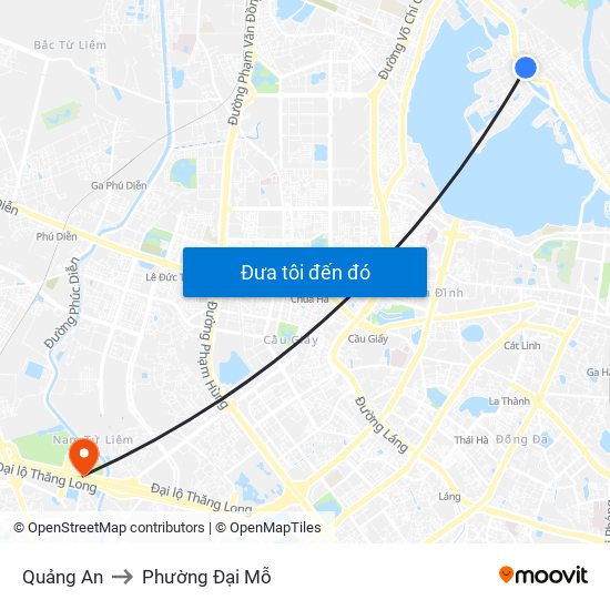 Quảng An to Phường Đại Mỗ map