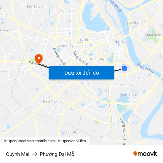 Quỳnh Mai to Phường Đại Mỗ map