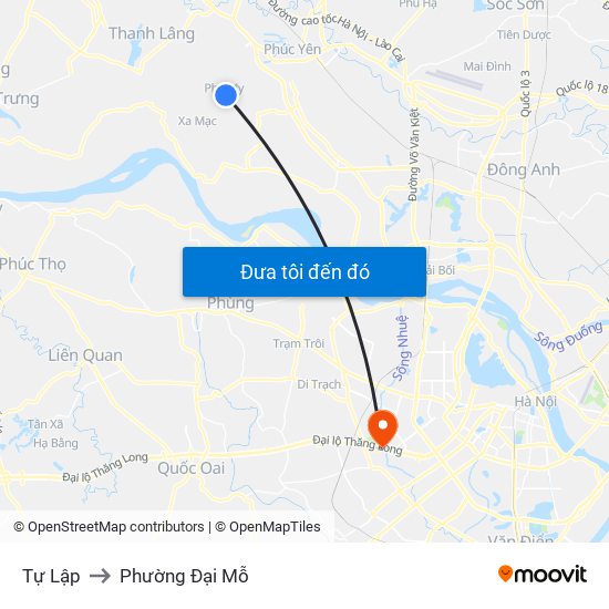 Tự Lập to Phường Đại Mỗ map