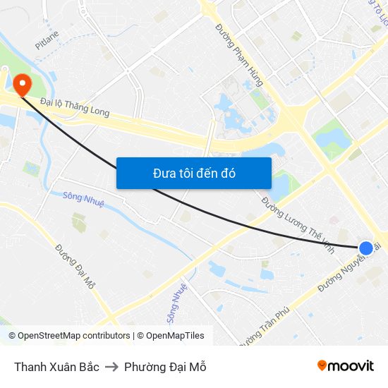 Thanh Xuân Bắc to Phường Đại Mỗ map