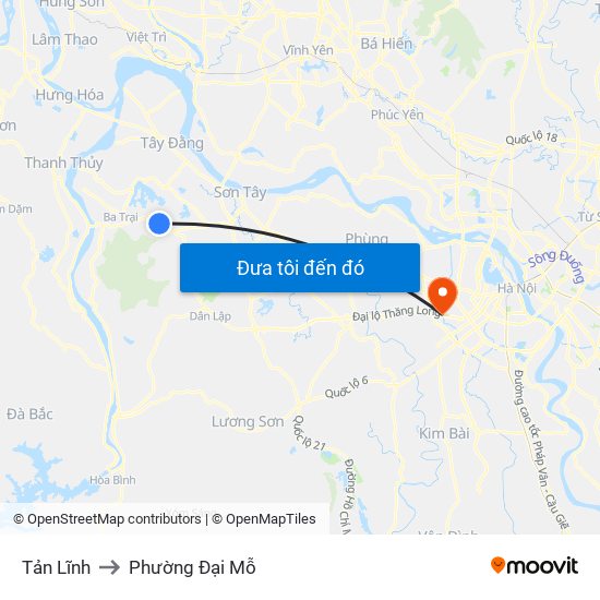 Tản Lĩnh to Phường Đại Mỗ map