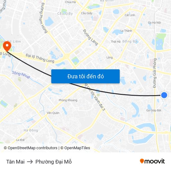 Tân Mai to Phường Đại Mỗ map