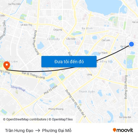 Trần Hưng Đạo to Phường Đại Mỗ map