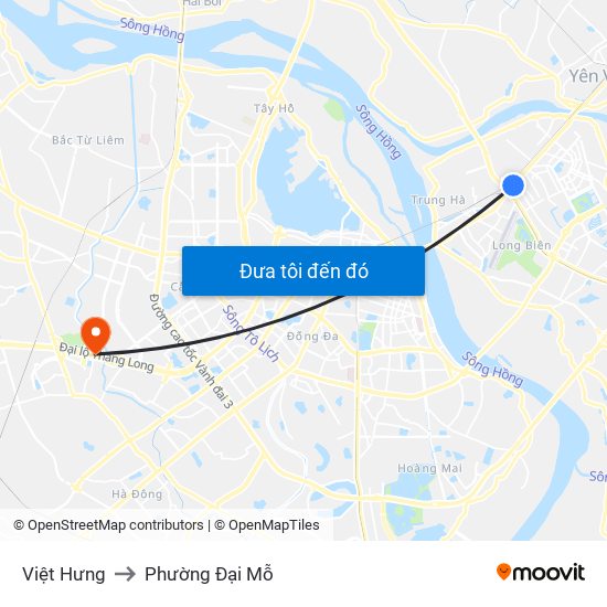 Việt Hưng to Phường Đại Mỗ map