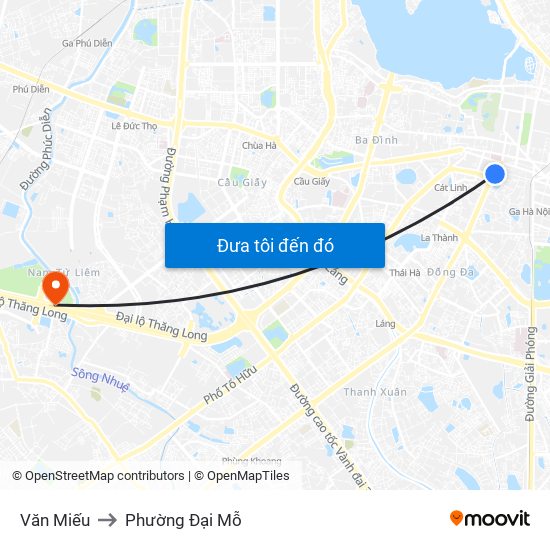 Văn Miếu to Phường Đại Mỗ map