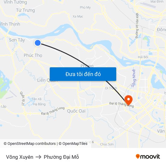 Võng Xuyên to Phường Đại Mỗ map