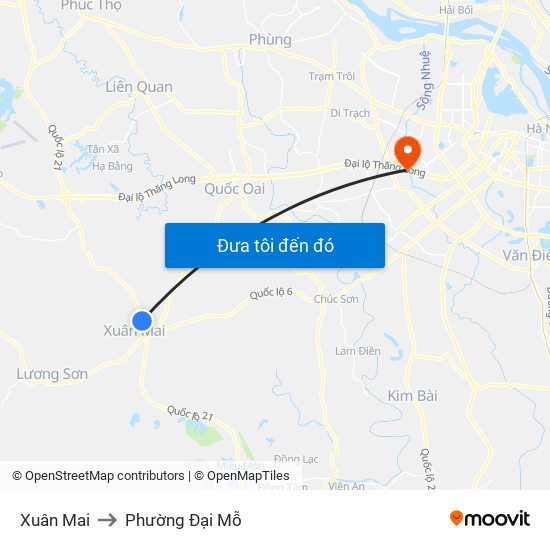 Xuân Mai to Phường Đại Mỗ map