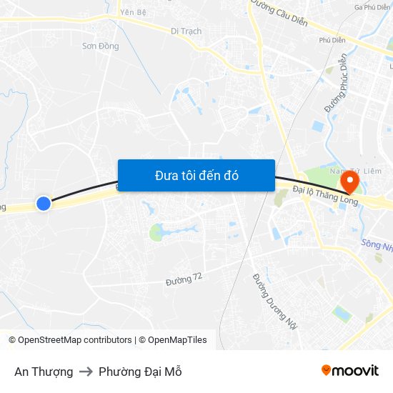 An Thượng to Phường Đại Mỗ map
