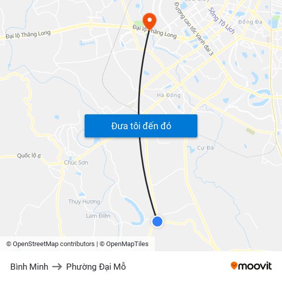 Bình Minh to Phường Đại Mỗ map