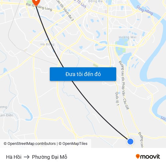 Hà Hồi to Phường Đại Mỗ map