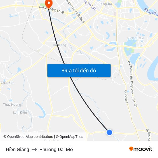 Hiền Giang to Phường Đại Mỗ map