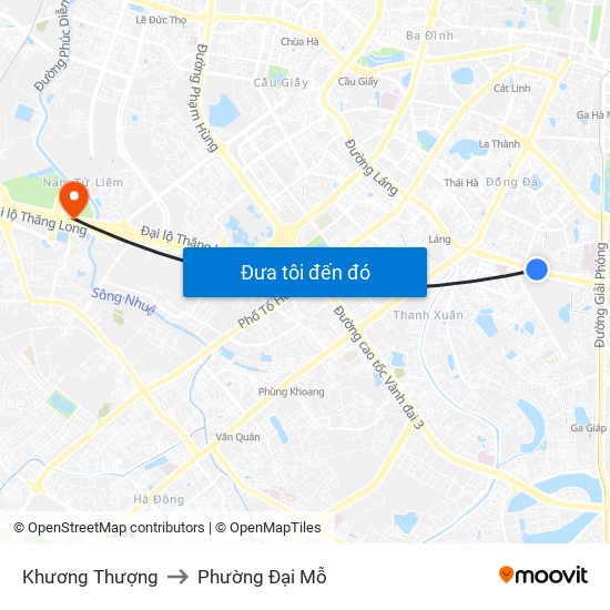 Khương Thượng to Phường Đại Mỗ map