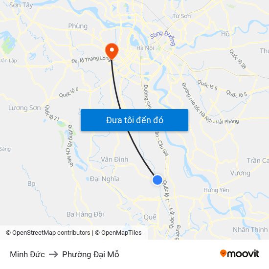 Minh Đức to Phường Đại Mỗ map