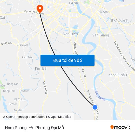 Nam Phong to Phường Đại Mỗ map