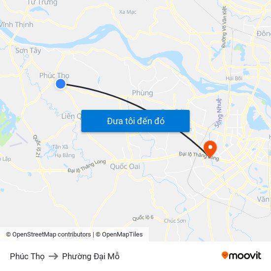 Phúc Thọ to Phường Đại Mỗ map