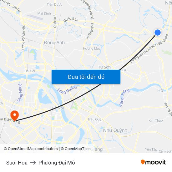 Suối Hoa to Phường Đại Mỗ map