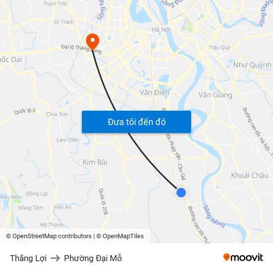 Thắng Lợi to Phường Đại Mỗ map