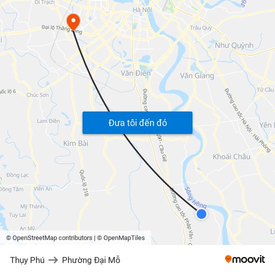 Thụy Phú to Phường Đại Mỗ map