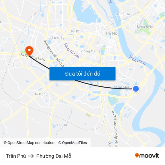 Trần Phú to Phường Đại Mỗ map
