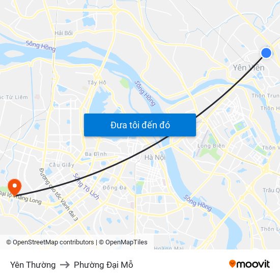 Yên Thường to Phường Đại Mỗ map