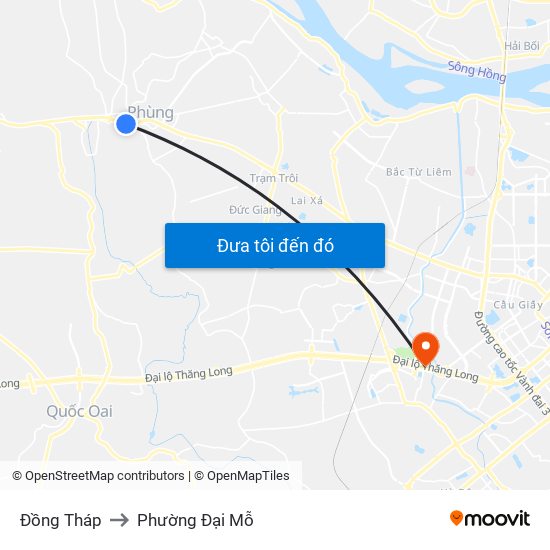 Đồng Tháp to Phường Đại Mỗ map