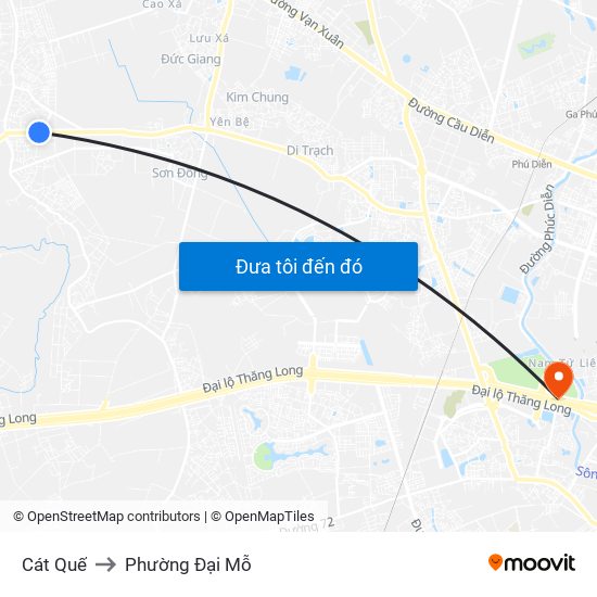 Cát Quế to Phường Đại Mỗ map