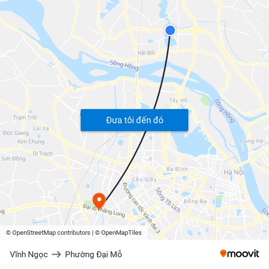 Vĩnh Ngọc to Phường Đại Mỗ map