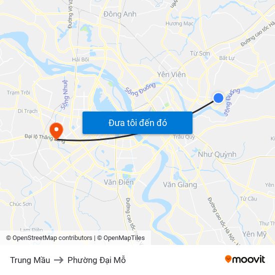 Trung Mầu to Phường Đại Mỗ map