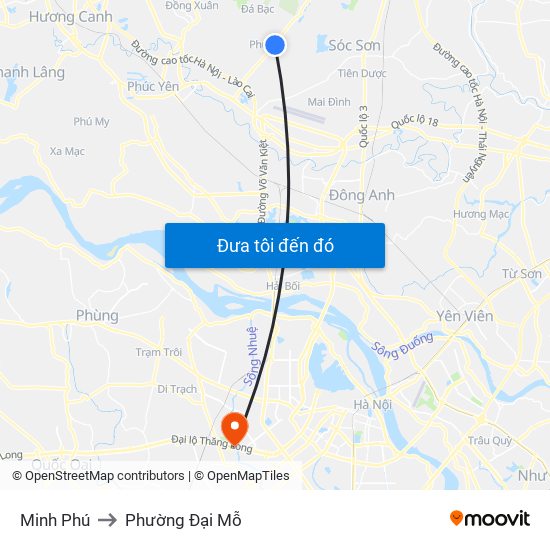 Minh Phú to Phường Đại Mỗ map