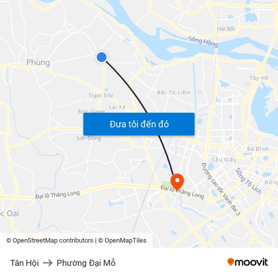 Tân Hội to Phường Đại Mỗ map